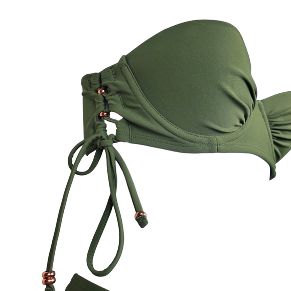 Aerie Womens Green Bandeau Bikini Swimsuit Size 34A - Picture 6 of 13